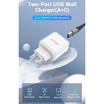 Сетевое зарядное устройство 1USB 1Type-C Vention PD 38W QC3.0 3.4A White (QC67-EU-W)