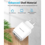 Сетевое зарядное устройство 1USB 1Type-C Vention PD 38W QC3.0 3.4A White (QC67-EU-W)