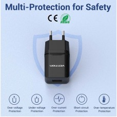 Адаптер сетевой 1USB Vention 10.5W 2.1A Black (DC5203-B)