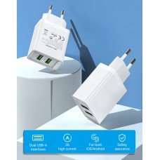 Адаптер сетевой 2USB Vention 36W QC3.0 3.4A White (QC79-EU-W)