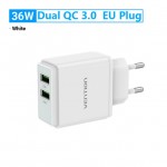 Сетевое зарядное устройство 2USB Vention 36W QC3.0 3.4A White (QC79-EU-W)