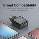 Сетевое зарядное устройство 3USB Vention 17W QC3.0 2.4A Black (DC5307-B)