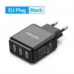 Сетевое зарядное устройство 3USB Vention 17W QC3.0 2.4A Black (DC5307-B)