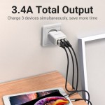 Сетевое зарядное устройство 3USB Vention 17W QC3.0 2.4A White (DC5307-W)