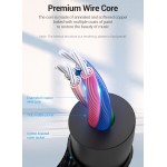 Кабель Audio Aux 3.5мм-3.5мм Vention TRRS M/M Round Nylon gold-plated 1m Grey (BAQHF)