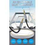 Кабель Audio Aux 3.5мм-3.5мм Vention TRRS M/M Round Nylon gold-plated 1m Grey (BAQHF)