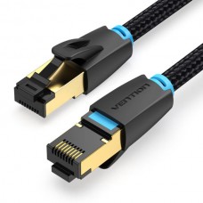 Патч-корд RJ45-RJ45 Vention LAN CAT8 SFTP 40Gbps 2000MHz Copper Cotton Braided Round 0.5m Black (IKGBD)