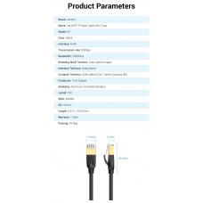 Патч-корд RJ45-RJ45 Vention LAN CAT8 SFTP 40Gbps 2000MHz Copper PVC Round Slim 0.5m Black (IKIBD)