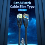Патч-корд RJ45-RJ45 Vention LAN CAT8 SFTP 40Gbps 2000MHz Copper PVC Round Slim 5m Black (IKIBJ)