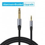 Кабель Audio 6.35мм-3.5мм Vention TRS F/F Cotton Braided gold-plated 1m Grey (BAUHF)
