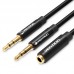 Кабель Audio 3.5мм-3.5мм Vention 2xM/F TPE Jacket 1m Black (BBUBF)