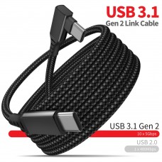 Кабель Type-C-Type-C Gtwin 90° Degrees Oculus Quest Gen2 Link VR USB 3.1 Gen2 5Gbps 5A 5m Black