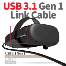 Кабель USB-Type-C Gtwin 90° Degrees Oculus Quest Gen2 Link VR USB 3.1 Gen1 5Gbps 3A 5m Black