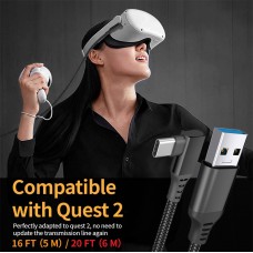 Кабель USB-Type-C Gtwin 90° Degrees Oculus Quest Gen2 Link VR USB 3.1 Gen1 5Gbps 3A 5m Black