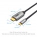 Кабель Type-C-HDMI 2.0 4K 60Hz HDCP 2.2 Thunderbolt 3 Vention Cotton Braided 1m Grey (CRBBF)