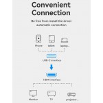 Кабель Type-C-HDMI 2.0 4K 60Hz HDCP 2.2 Thunderbolt 3 Vention Cotton Braided 2m Grey (CRBBH)