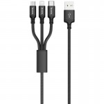 Кабель 3 в 1 USB-Lightning-MicroUSB-Type-C Hoco X14 2A 1m Black