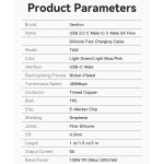 Кабель Type-C-Type-C Vention TPU PD 100W QC 4.0 5A 480мbps 1.5m Pink (TAWPG)