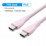 Кабель Type-C-Type-C Vention TPU PD 100W QC 4.0 5A 480мbps 1.5m Pink (TAWPG)