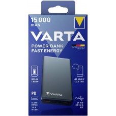 УМБ Power Bank Varta Fast Energy Metal 18W PD QC 3.0 2USB 1Type-C 15000mAh Gray (57982101111)