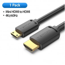 Кабель HDMI-miniHDMI v.2.0 Vention Metal GND 4K 60Hz 18Gbps HDR Video Dolby Audio 2m Black (AGHBH)