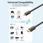 Кабель HDMI-miniHDMI v.2.0 Vention Metal GND 4K 60Hz 18Gbps HDR Video Dolby Audio 2m Black (AGHBH)