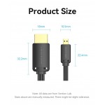Кабель HDMI-microHDMI v.2.0 Vention Metal GND 4K 60Hz 18Gbps HDR Video Dolby Audio 1m Black (AGIBF)
