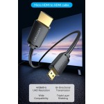 Кабель HDMI-microHDMI v.2.0 Vention Metal GND 4K 60Hz 18Gbps HDR Video Dolby Audio 1m Black (AGIBF)