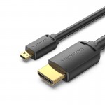 Кабель HDMI-microHDMI v.2.0 Vention Metal GND 4K 60Hz 18Gbps HDR Video Dolby Audio 1m Black (AGIBF)