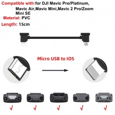 Кабель Goojodoq MicroUSB-Lightning PVC для пульта DJI Mavic 2 Pro/Pro / Platinum / Air / Mini/Mini SE / Zoom 0.15m Black (32866812366P15ML)