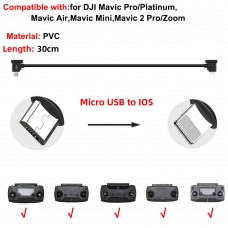 Кабель Goojodoq MicroUSB-Lightning PVC для пульта DJI Mavic 2 Pro/Pro / Platinum / Air / Mini/Mini SE / Zoom 0.3m Black (32866812366P30ML)