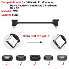 Кабель Goojodoq MicroUSB-Type-C PVC для пульта DJI Mavic 2 Pro/Pro / Platinum / Air / Mini/Mini SE / Zoom 0.15m Black (32866812366P15MT)