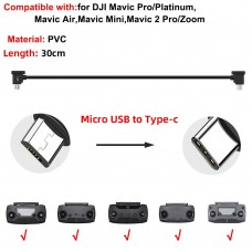 Кабель Goojodoq MicroUSB-Type-C PVC для пульта DJI Mavic 2 Pro/Pro / Platinum / Air / Mini/Mini SE / Zoom 0.3m Black (32866812366P30MT)