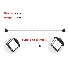 Кабель Goojodoq Type-C-MicroUSB Nylon для пульта RC-N1 DJI Mavic 3 / Air 2/2S / Mini 2/3 Pro 0.3m Black (32866812366N130TM)