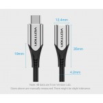 Удлинитель Type-C-Type-C 3.2 Vention Nylon M/F Thunderbolt 3 4K 60Hz PD 100W 10Gbps 5A 0.5m Grey (TABHI)