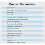 Удлинитель Type-C-Type-C 3.2 Vention Nylon M/F Thunderbolt 3 4K 60Hz PD 100W 10Gbps 5A 1m Grey (TABHH)