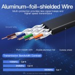 Патч-корд RJ45-RJ45 Vention LAN CAT7 SFTP 10Gbps 600MHz Copper PVC Flat 1m Black (ICABF)