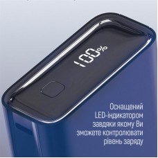 УМБ ColorWay Full power 1USB 1Type-C 20W Display 20000mAh Blue (CW-PB200LPG2BL-PDD)