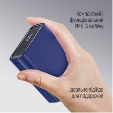 УМБ ColorWay Full power 1USB 1Type-C 20W Display 20000mAh Blue (CW-PB200LPG2BL-PDD)