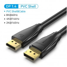 Кабель DisplayPort-DisplayPort v1.4 Vention PVC Shell 8K 60Hz 4K 144Hz 2K 165Hz 32.4Gbps 1m Black (HCDBF)