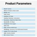 Кабель DisplayPort-DisplayPort v1.4 Vention PVC Shell 8K 60Hz 4K 144Hz 2K 165Hz 32.4Gbps 3m Black (HCDBI)