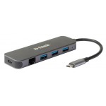 USB HUB 3USB 3.0 USB-Type-C-RJ45 D-Link DUB-2334 Grey
