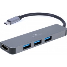 USB HUB Cablexpert 3USB 3.1 Type-C-HDMI-USB металл Grey (A-CM-COMBO2-01)