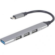 USB HUB Cablexpert 4USB Type-C-USB металл Grey (UHB-CM-U3P1U2P3-02)