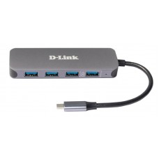 USB HUB D-Link 1Type-C 4USB 3.0 Type-C-USB DUB-2340 Grey