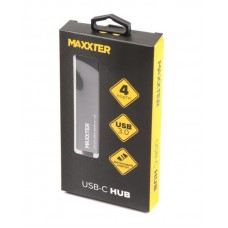 USB HUB Maxxter 4USB 3.0 Type-C-USB Dark/Grey (HU3C-4P-02)