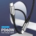 Кабель Type-C-Type-C Vention TPE Nylon PD 60W 3A 480Mps nickel-plated 0.5m Grey (TADHD)