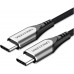 Кабель Type-C-Type-C Vention TPE Nylon PD 60W 3A 480Mps nickel-plated 0.5m Grey (TADHD)