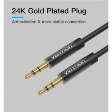 Кабель Audio Aux 3.5мм-3.5мм Vention F/F Fabric Braided gold-plated 3m Black (BAGBI)