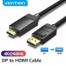 Кабель DisplayPort-HDMI v.1.2 Vention Cotton 4K 2K 60Hz 21.6Gbps 1.5m Black (HFKBG)